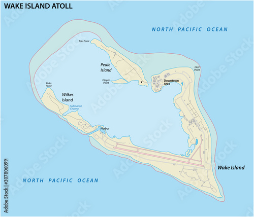 Map of the Wake island Atoll an unorganized territory of the United States