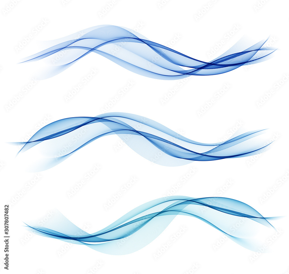 Set of blue abstract wave design element