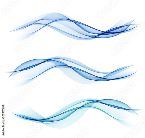 Set of blue abstract wave design element © Maryna Stryzhak