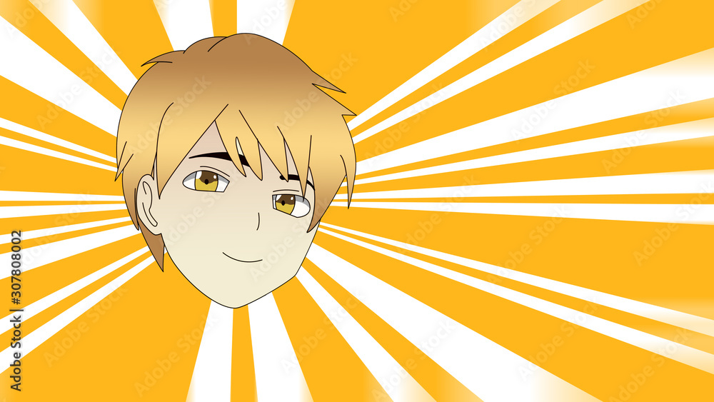Anime Boy Blonde Hair Cartoon Character Face Only Speed Lines with a  confident smile it's Anime Manga Boy Head Stock Illustration | Adobe Stock