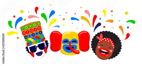 Carnaval de Barranquilla, Colombian carnival party. Vector illustration, poster and flyer