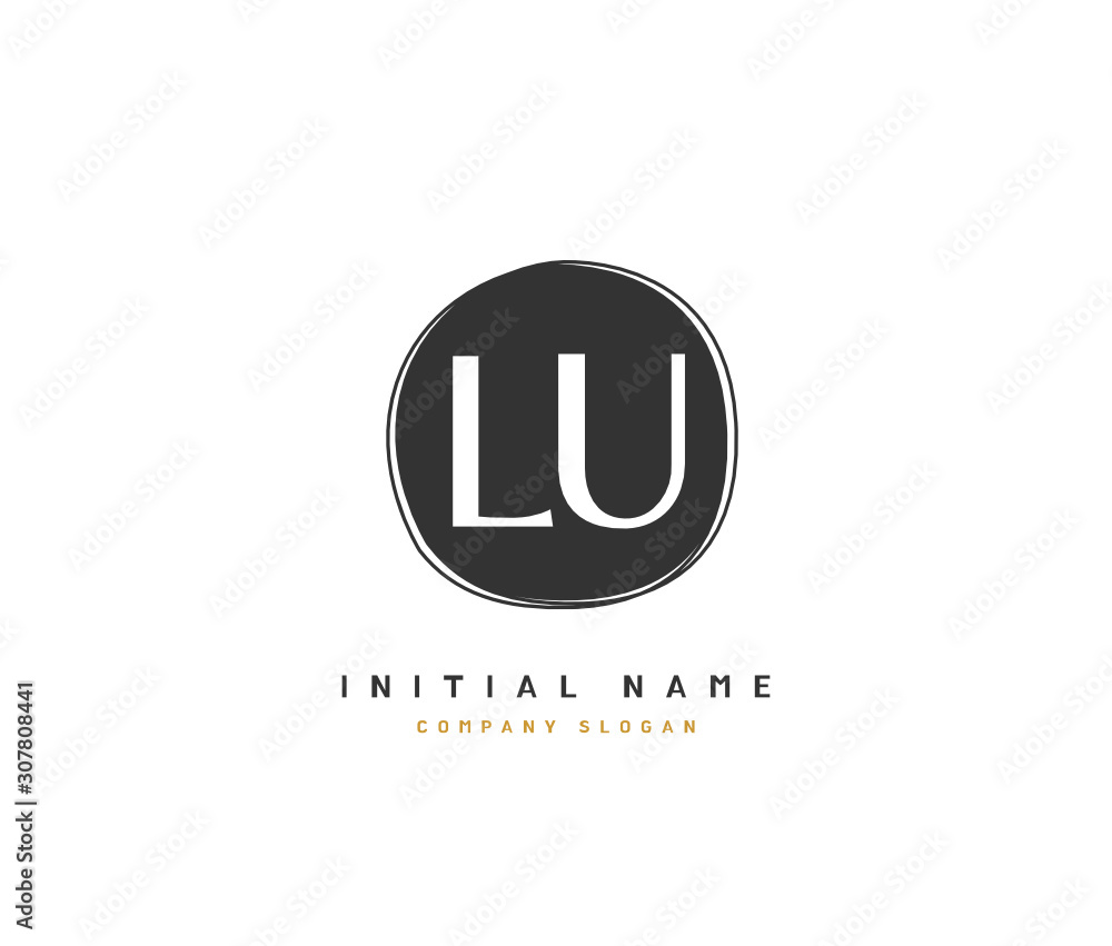 Obraz premium L U LU Beauty vector initial logo, handwriting logo of initial signature, wedding, fashion, jewerly, boutique, floral and botanical with creative template for any company or business.