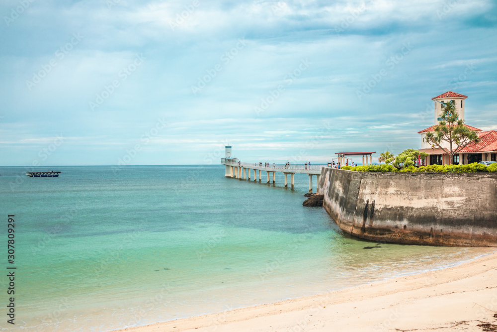 Busena-marinepark, Okinawa, Japan. Lighthouse by the sea Busena-marinepark, Okinawa, Japan. Lighthouse by the sea