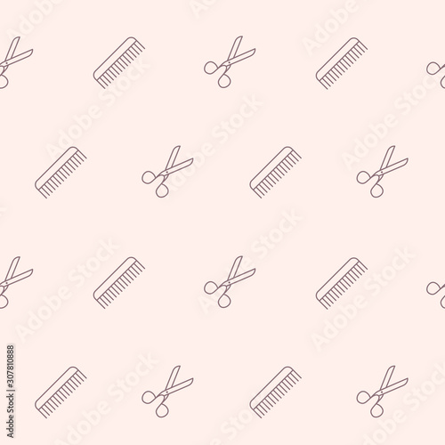 Hair Salon background - Vector seamless pattern of hairdressing and barber shop for graphic design