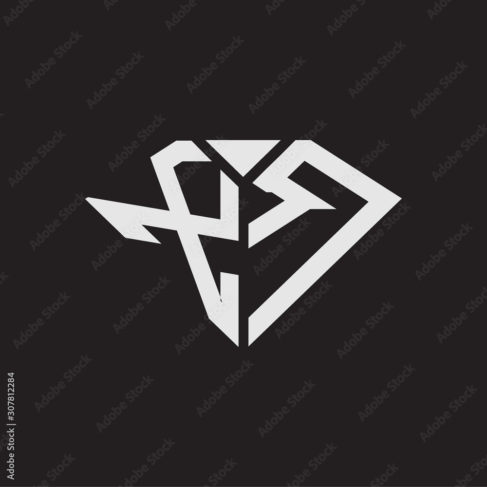 XR Logo monogram with diamonds shape ribbon designs template isolated on black backgrond - obrazy, fototapety, plakaty 