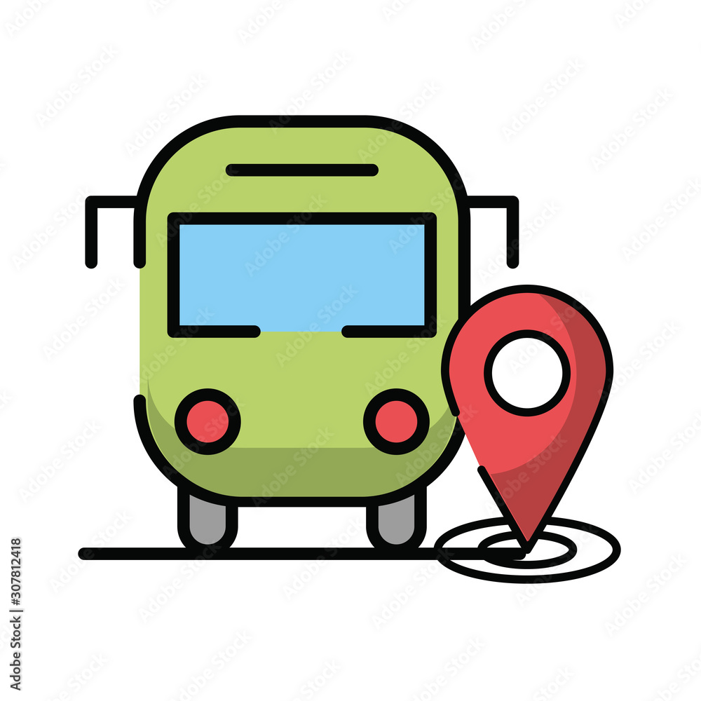 pin pointer location guide with road and bus pin pointer location guide with road and bus