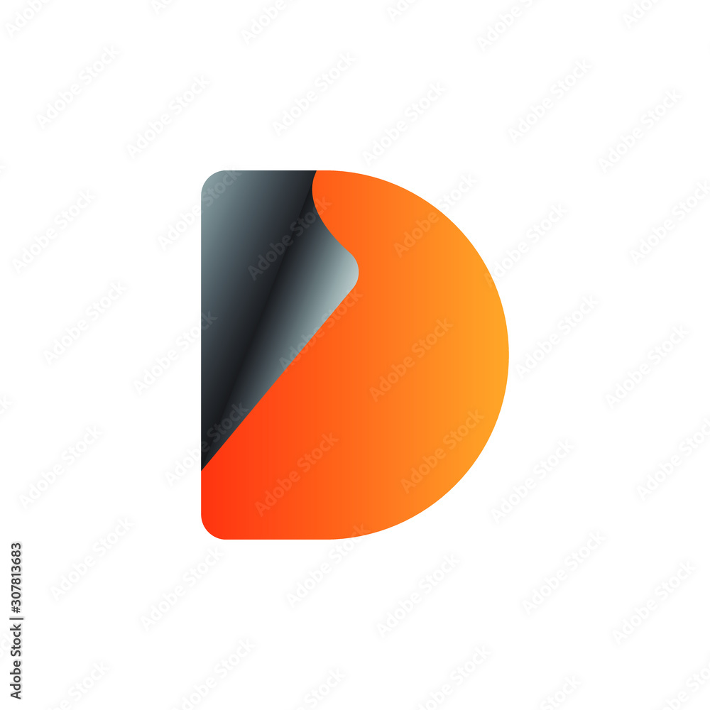Initial letter D logo. folded letter D logo style. Initial letter D logo. folded letter D logo style.