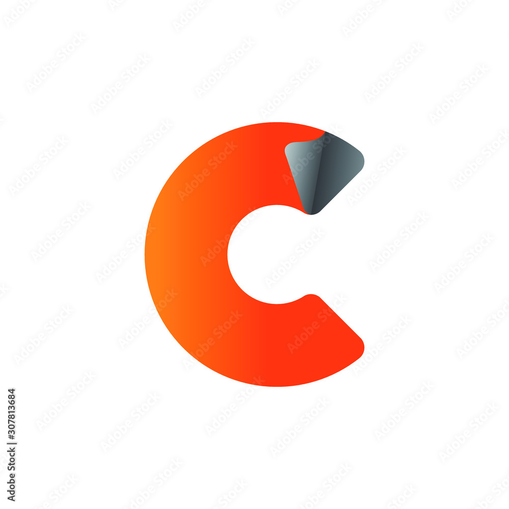 Initial letter C logo. folded letter C logo style.