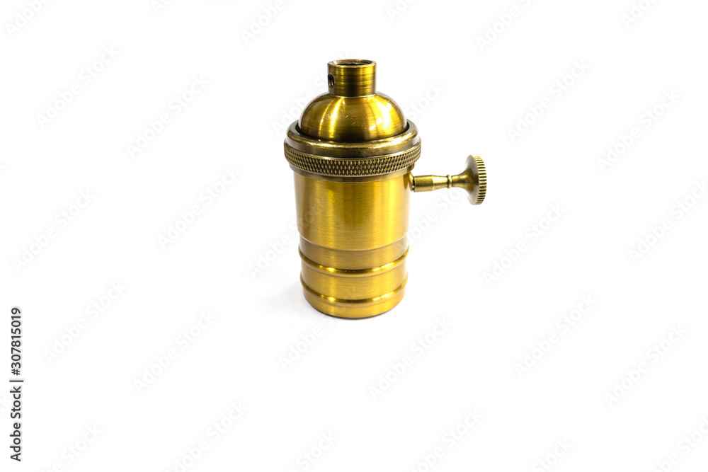 Fototapeta premium dark gold metallic E27 lamp holder with turning knob switch