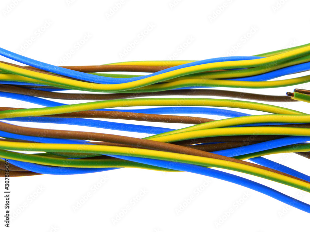 colored wires isolated on white background