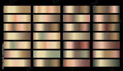 Vector Banners with gold and bronze rusty pitting gradient backgrounds