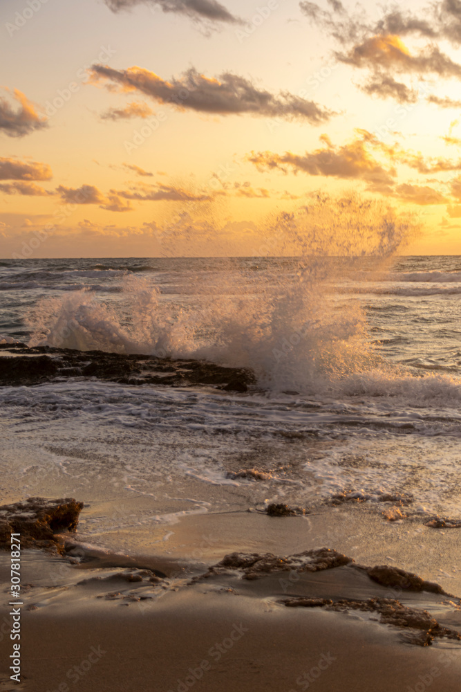 Beautiful cloudscape over the sea, sunset shot.