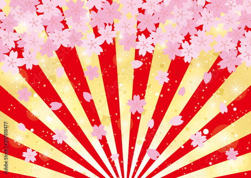 桜　赤と金の放射線　背景