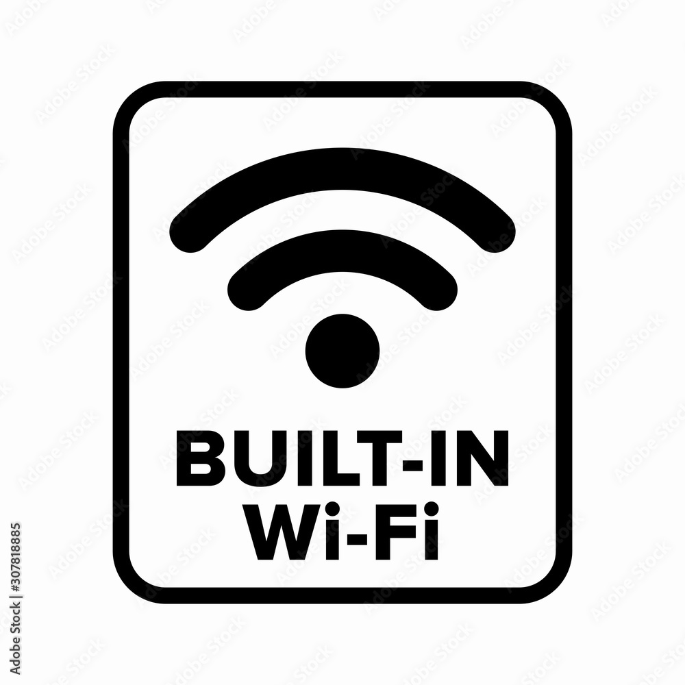Built-in Wi-Fi, ready for wireless connection device symbol Built-in Wi-Fi, ready for wireless connection device symbol