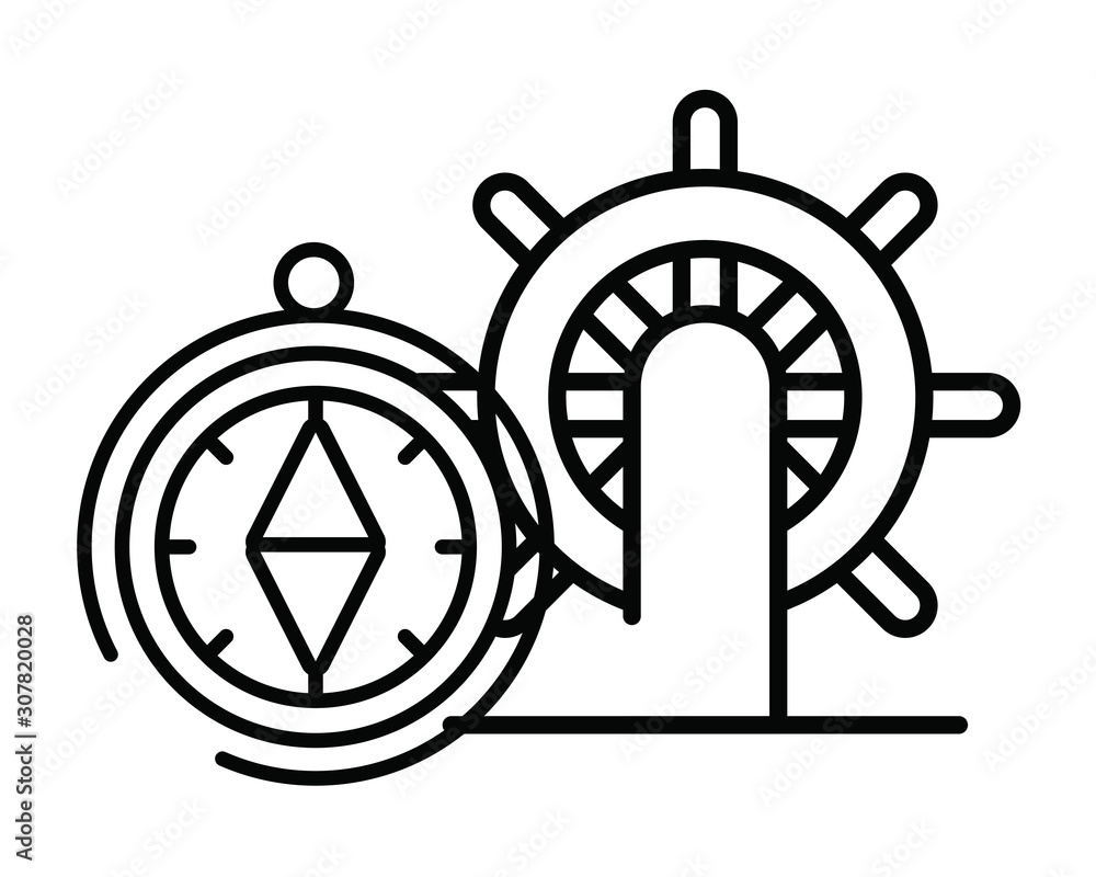 Obraz premium compass guide device with boat helm