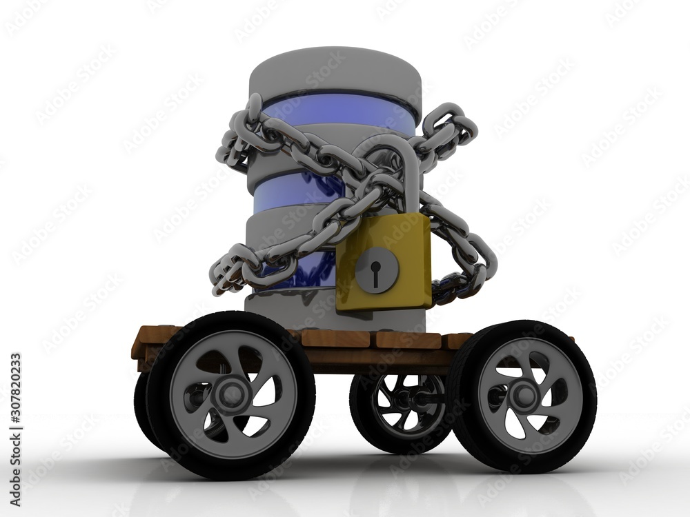 3d illustration Database storage security concept. Disk with lock 3d illustration Database storage security concept. Disk with lock