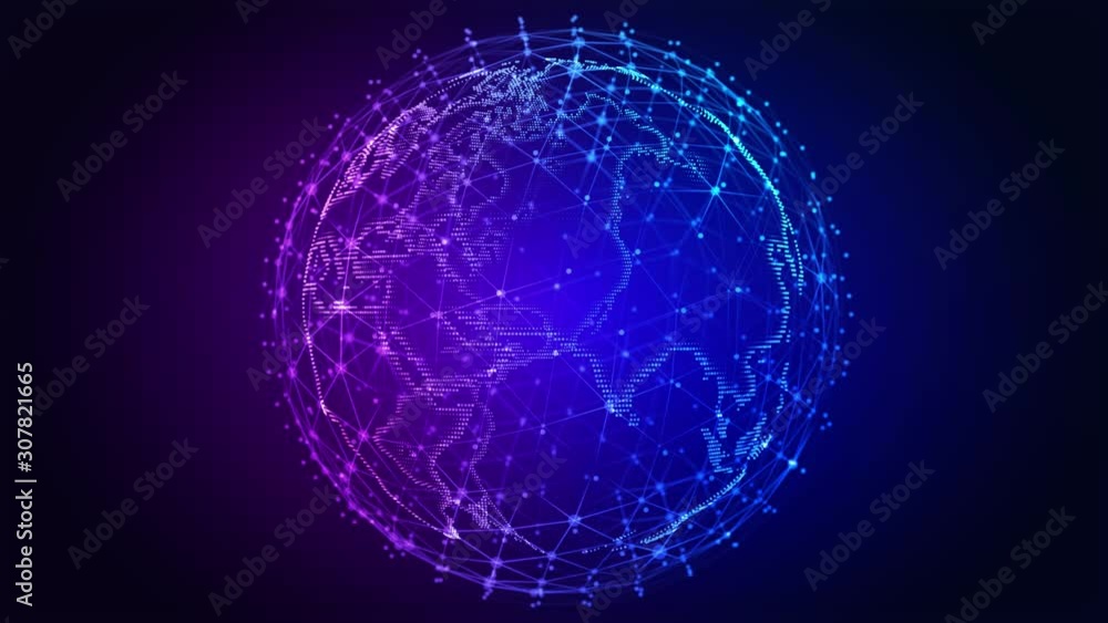 Sphere, globe and space in the form network. Abstract geometric background with lines, dots and triangles. Loop animations. Sphere, globe and space in the form network. Abstract geometric background with lines, dots and triangles. Loop animations.
