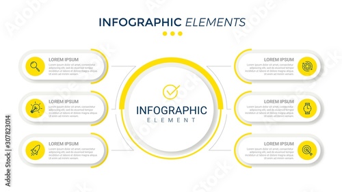 Presentation business infographic template with 6 options. Vector illustration.
