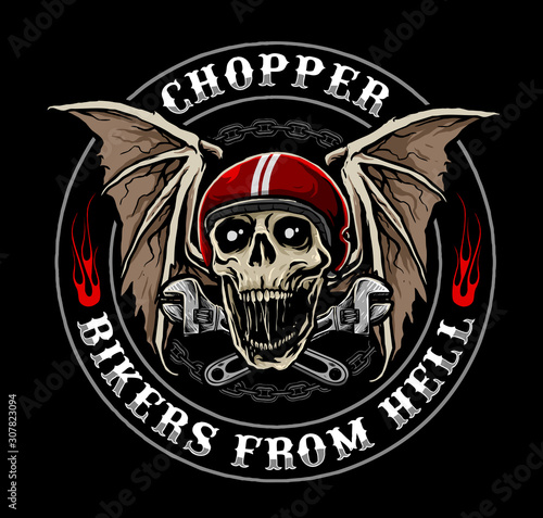 vector of skull with motorcycle handle bar, suitable for motorcycle club logo