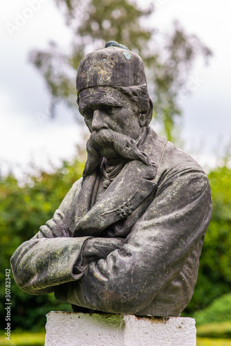 Фотография Trsic, Serbia - July 13, 2019: Monument to Vuk Karadzic in the center of Trsic in Serbia