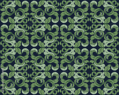 Floral leaves filigree pattern seamless background illustration