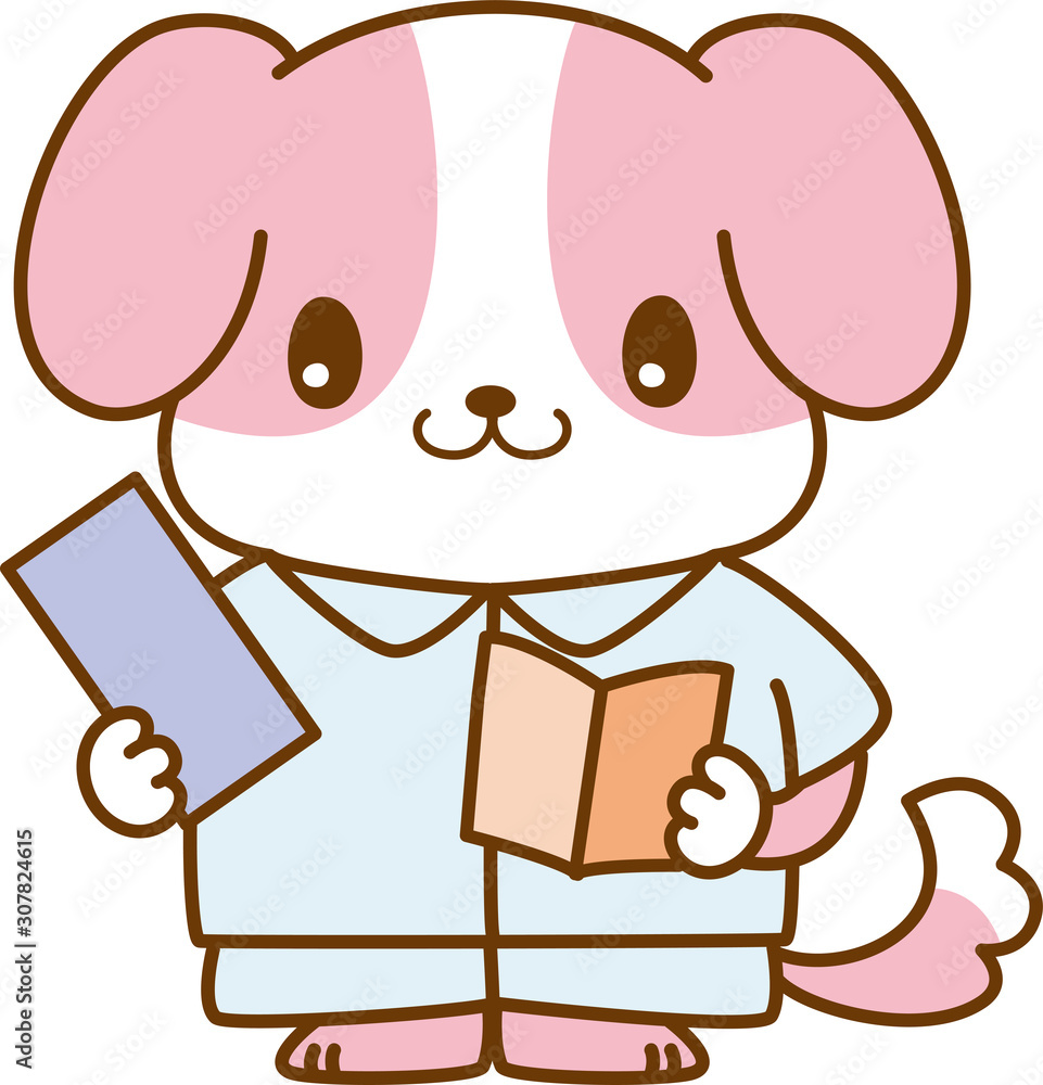 犬 キャラクター 看護師 勉強 鉛筆 ボード 書く 可愛い ビーグル 服 立つ 動物 学習 教育 Stock Vector Adobe Stock