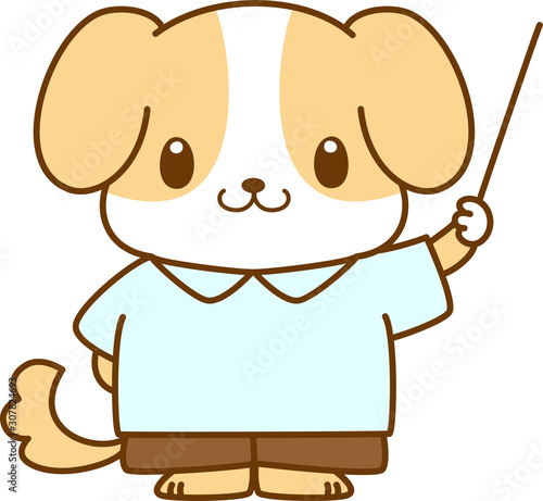 犬 キャラクター 授業 解説 先生 指示棒 説明 可愛い ビーグル 動物 学習 教育 Stock Vector Adobe Stock