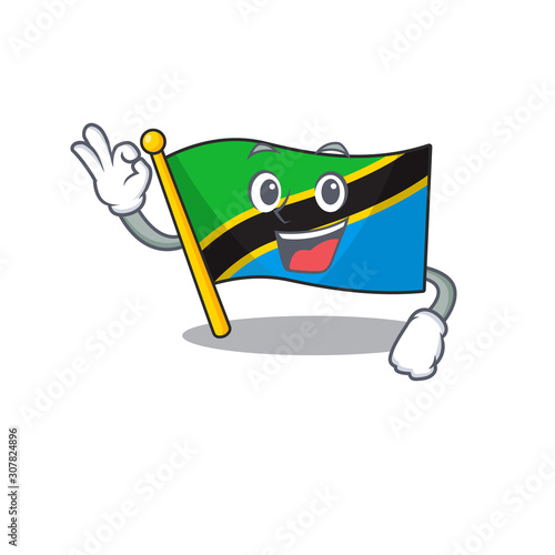 Sweet flag tanzania cartoon character making an Okay gesture