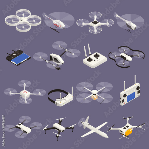 Drones Isometric Set