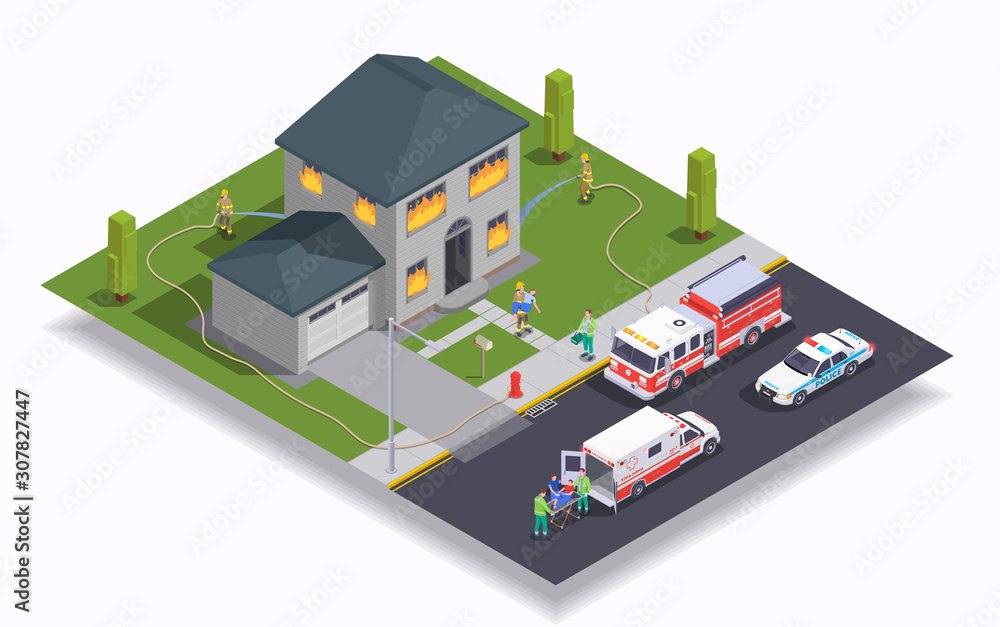 Obraz premium Emergency Isometric Concept