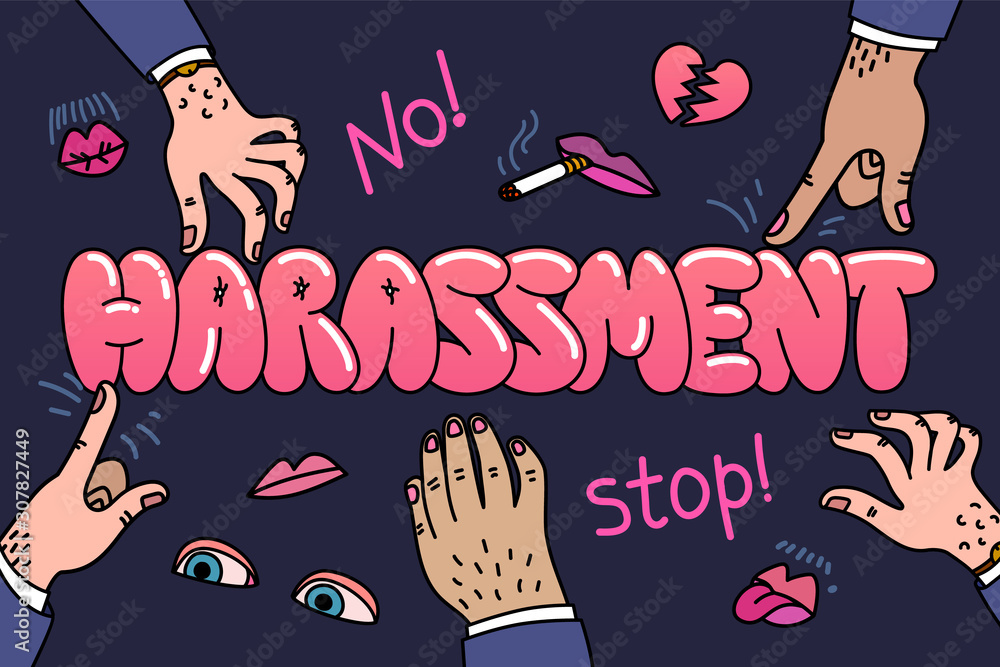 Sexual harassment concept. Illustration with the words sexual ...