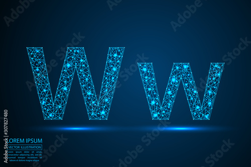 English letters abstract font consists 3d of triangles, lines, dots and connections. Vector illustration EPS 10.