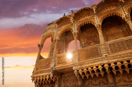 Jaisalmer city and at sunset photo