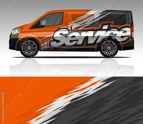 Car wrap decal Van design vector, for advertising or custom livery WRC style, race rally car vehicle sticker and tinting custom. Toyota Hiace. photo