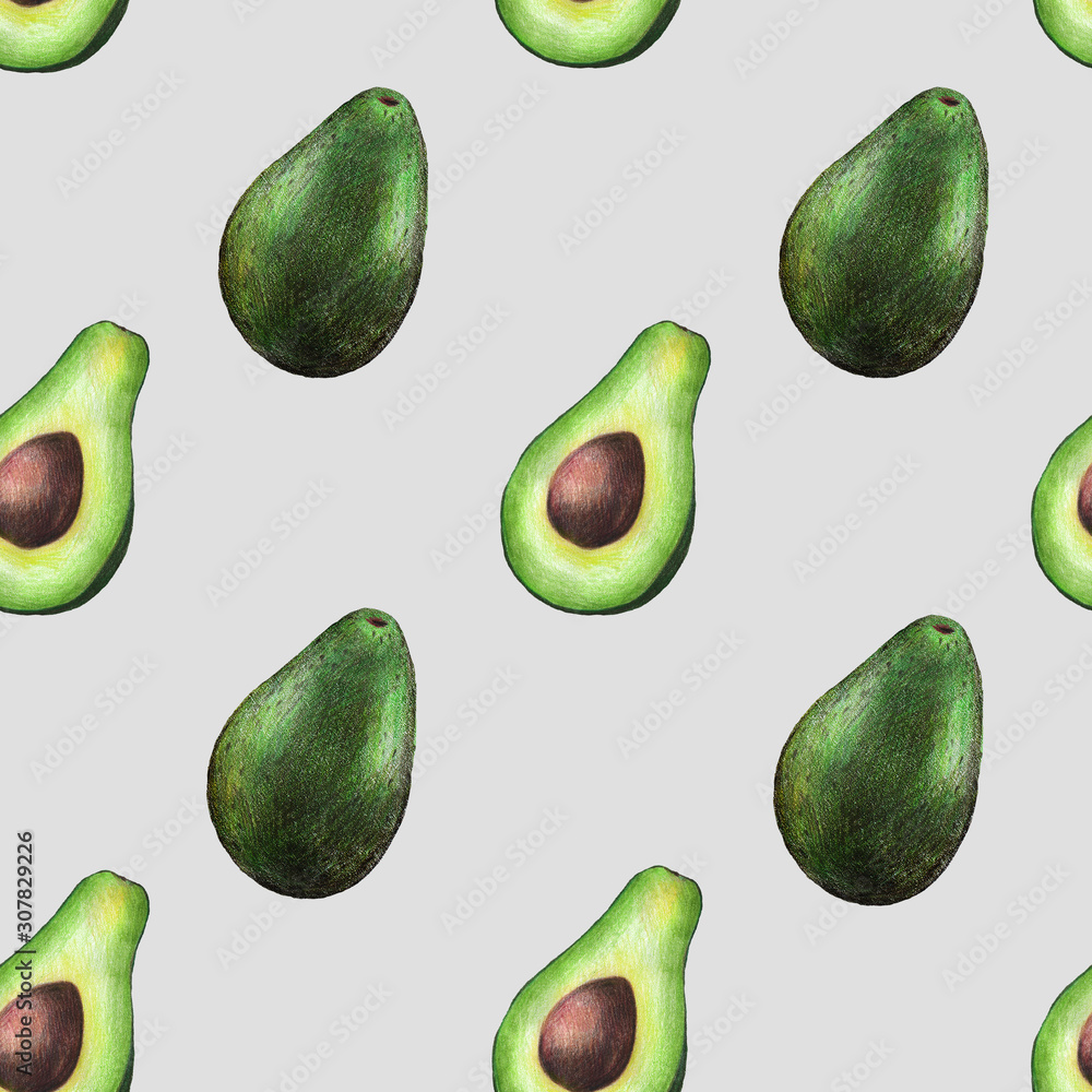 set of avocados isolated on white background seamless pattern set of avocados isolated on white background seamless pattern