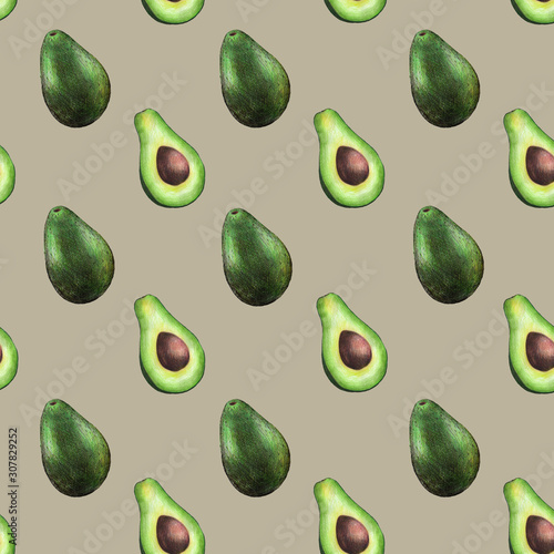 background with green avocado pattern
