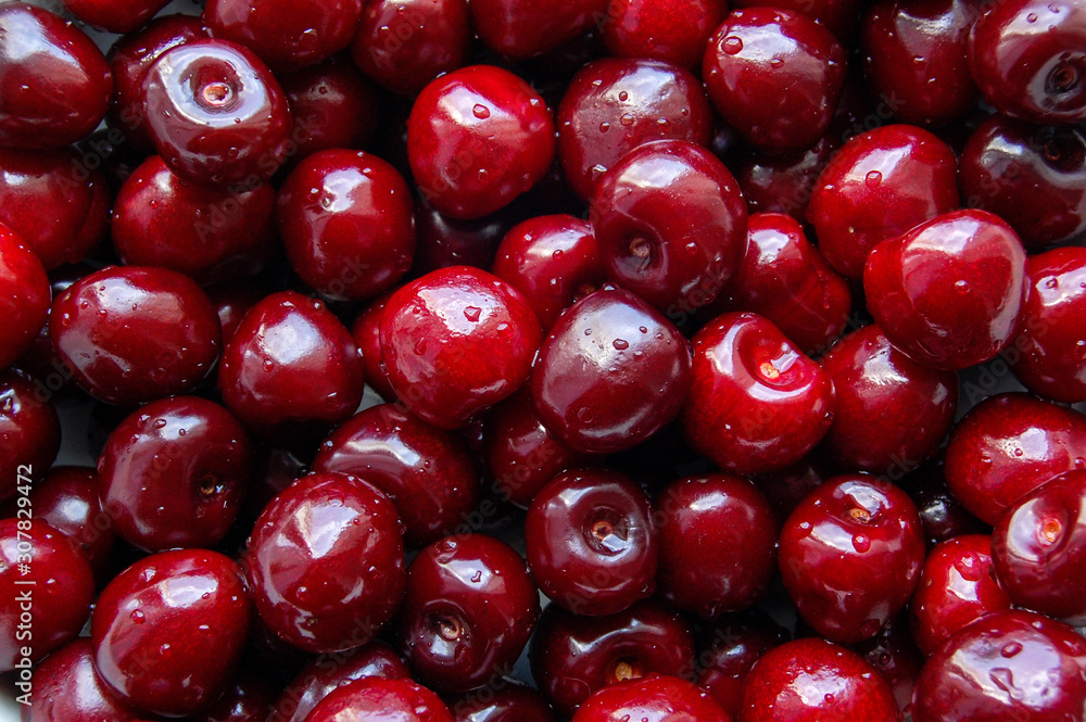 Juicy ripe sweet cherry close-up Juicy ripe sweet cherry close-up