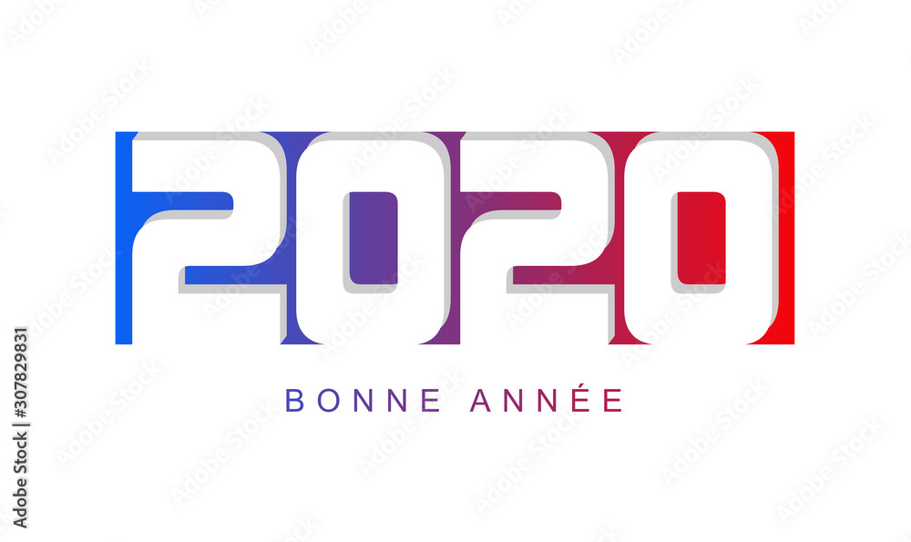 joyful illustration of a happy new year 2020 with coloured text on a white background joyful illustration of a happy new year 2020 with coloured text on a white background