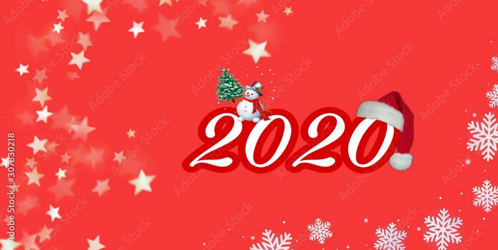 New Year card on a red background