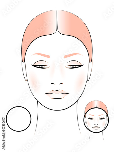 template to create makeup with image of female face round shape