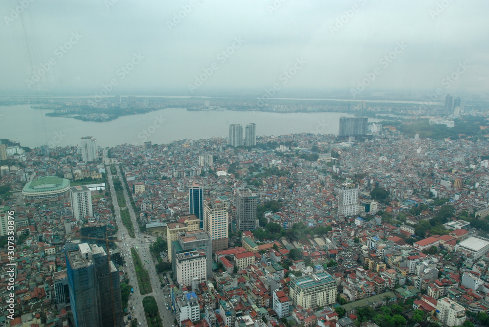 Panorama of Hanoi capital from the top of Lotte center, Vietnam 