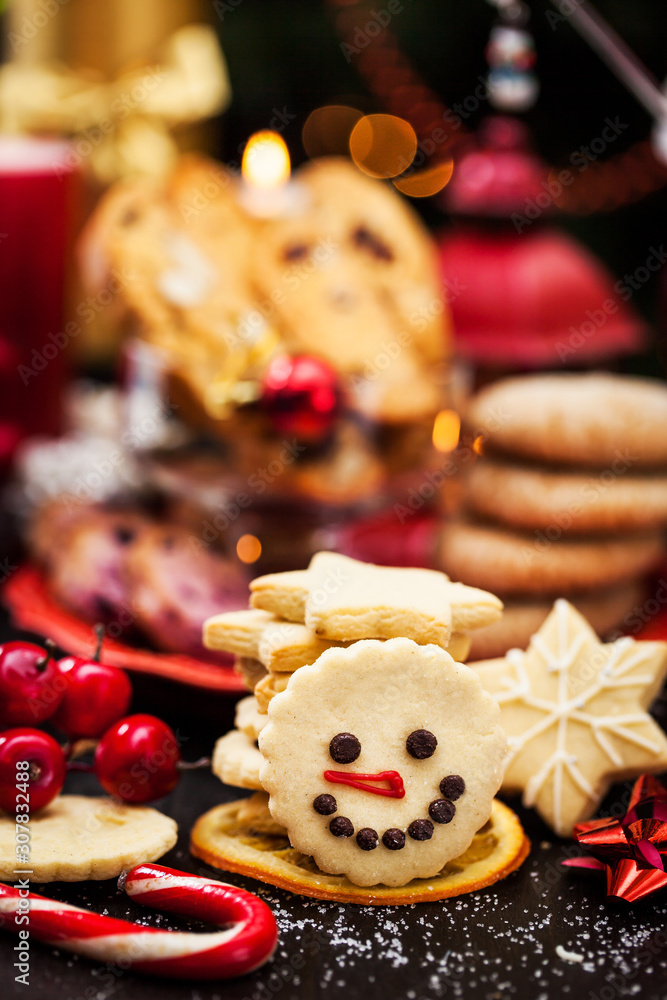Chrismtas shortbread cookies, Holiday concept