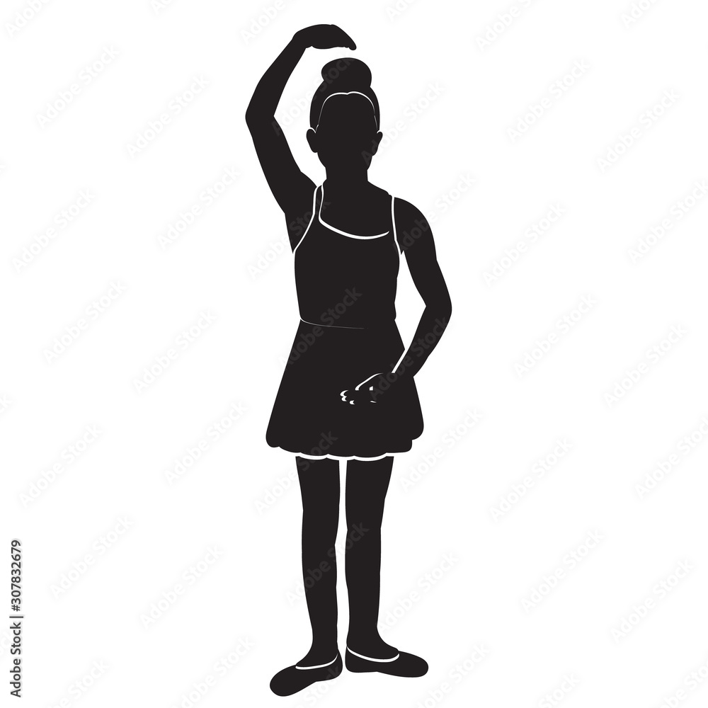 Fototapeta premium silhouette of a ballerina girl dancing