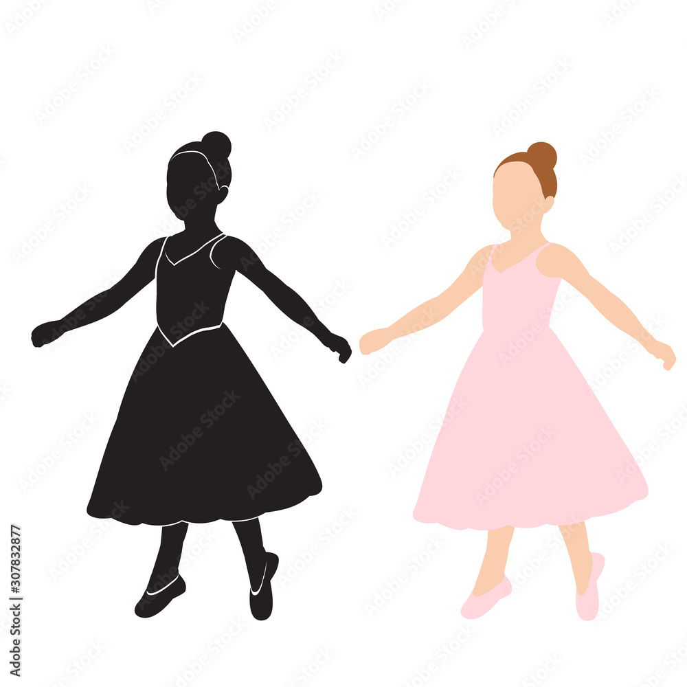isolated, silhouette of a dancing ballerina girl, dance isolated, silhouette of a dancing ballerina girl, dance