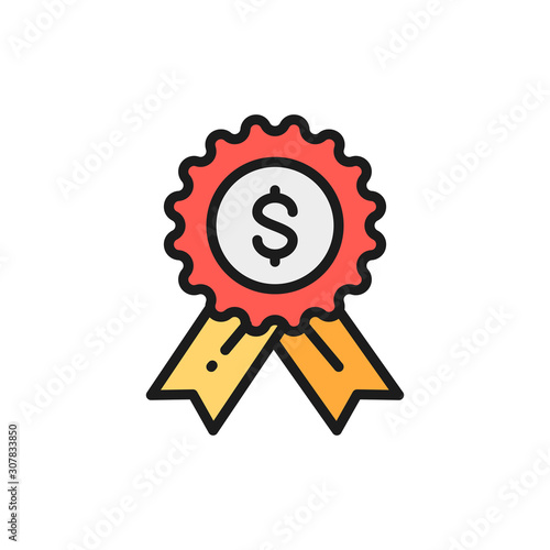 Vector award loan, best loan flat color line icon.