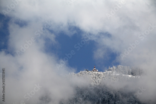 A View of Harder Kulm Viewpoint in a Cloud, Switzerland
