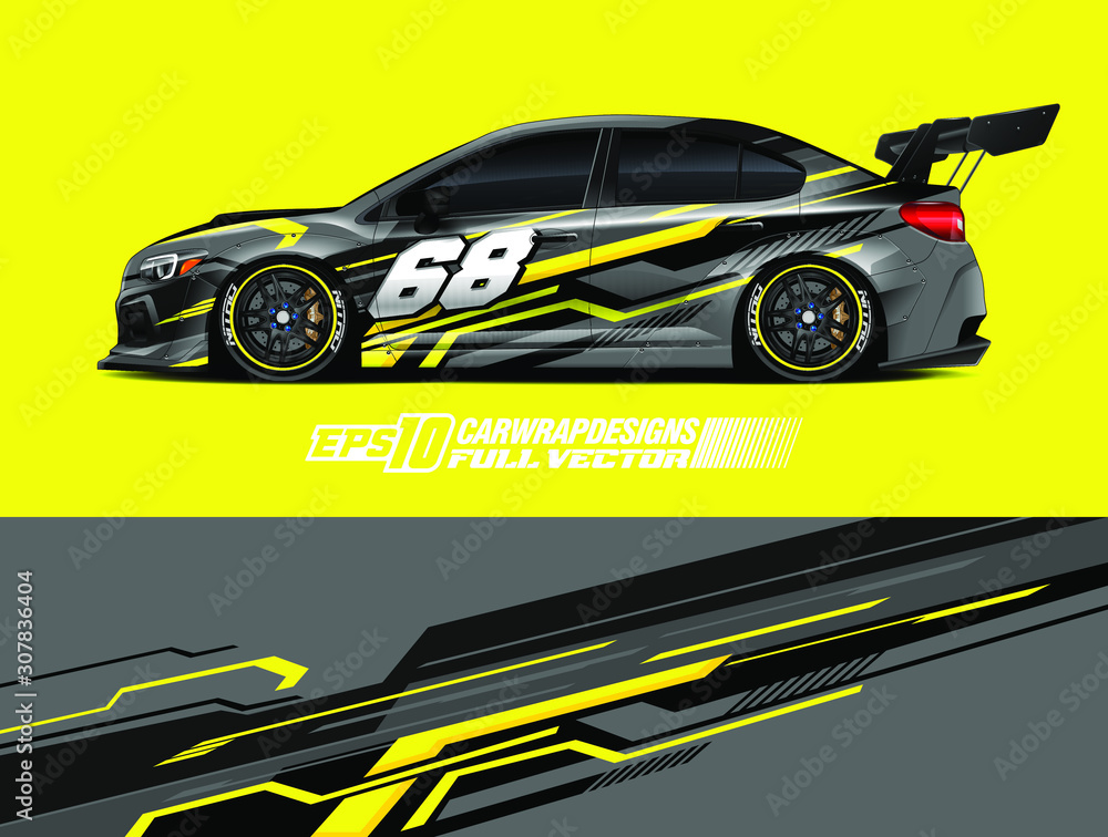 Race car graphic livery design vector. Graphic abstract stripe racing