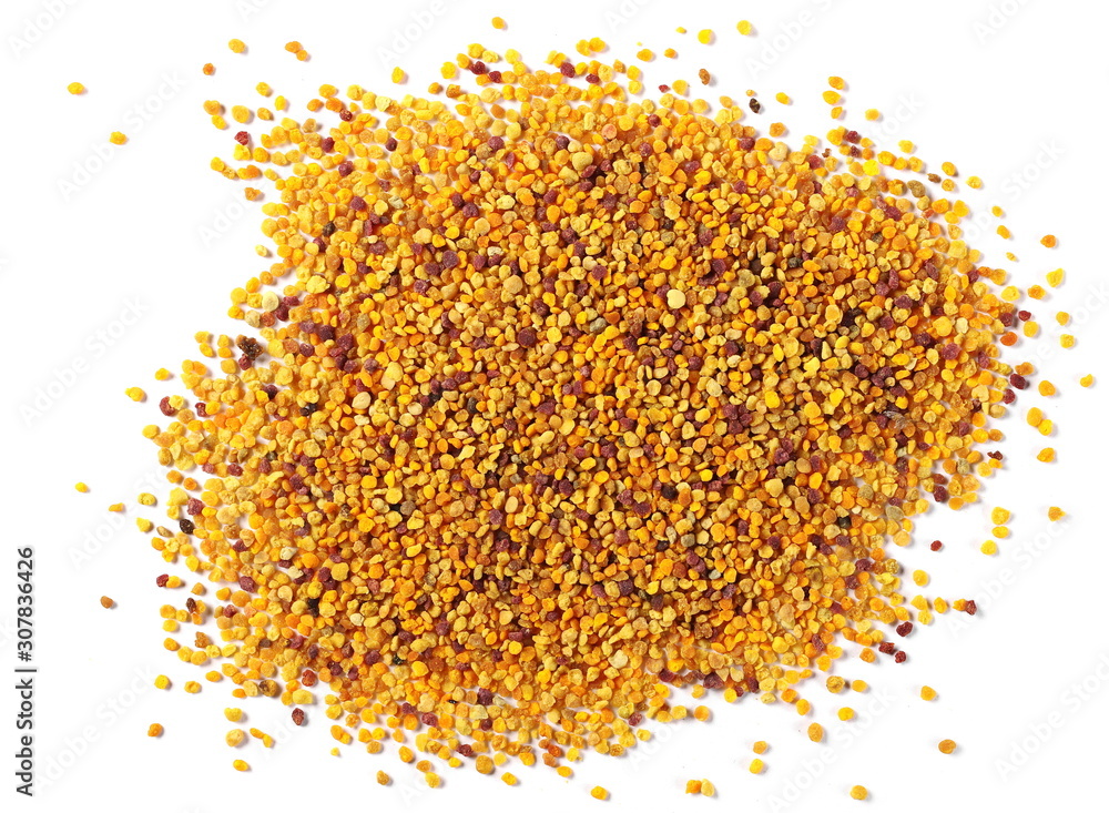 Pollen pile isolated on white background, top view Pollen pile isolated on white background, top view