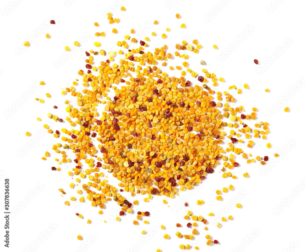 Pollen pile isolated on white background, top view Pollen pile isolated on white background, top view