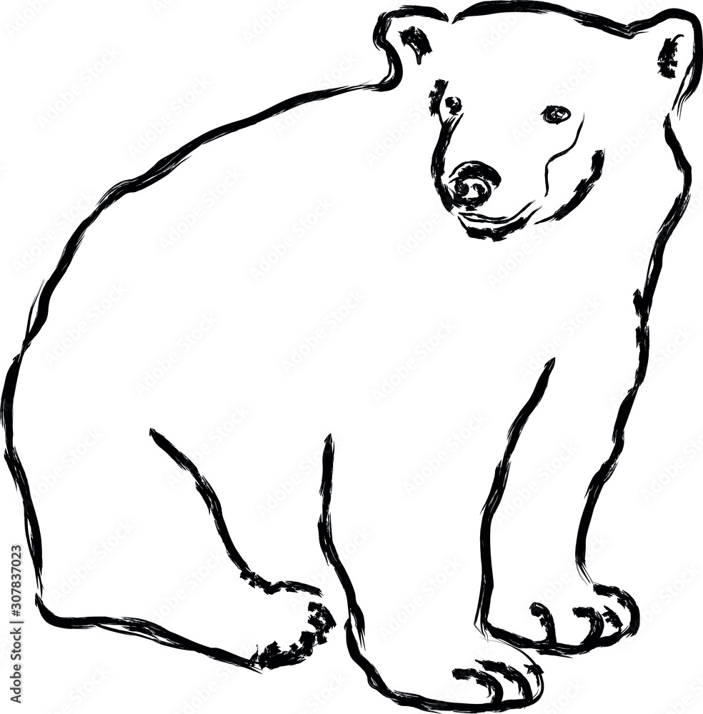 Vector illustration. Isolated silhouette bear icon 